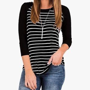 Women’s Raglan Striped Baseball Tee